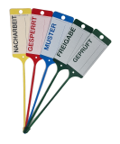 Warenanh�nger 8 x 3,5 cm, mit Aufdruck, farbig